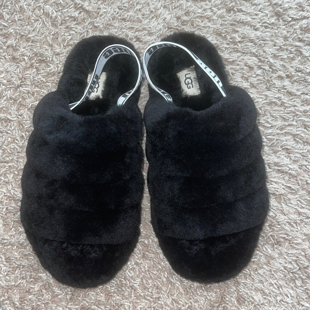 Black UGG Fluff Yeah Sandals